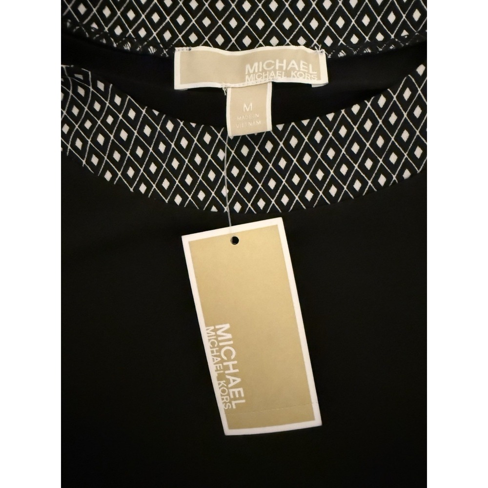 MICHAEL Michael Kors Black Long Sleeve A-Line Dress Pattern Trim Size M NWT - Picture 5 of 9